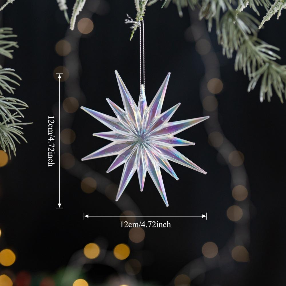 Acrylic Christmas Crystal Pendants Transparent Crystal Clear Xmas Tree Ornament Snowflake Design Glitter Hanging Ornaments