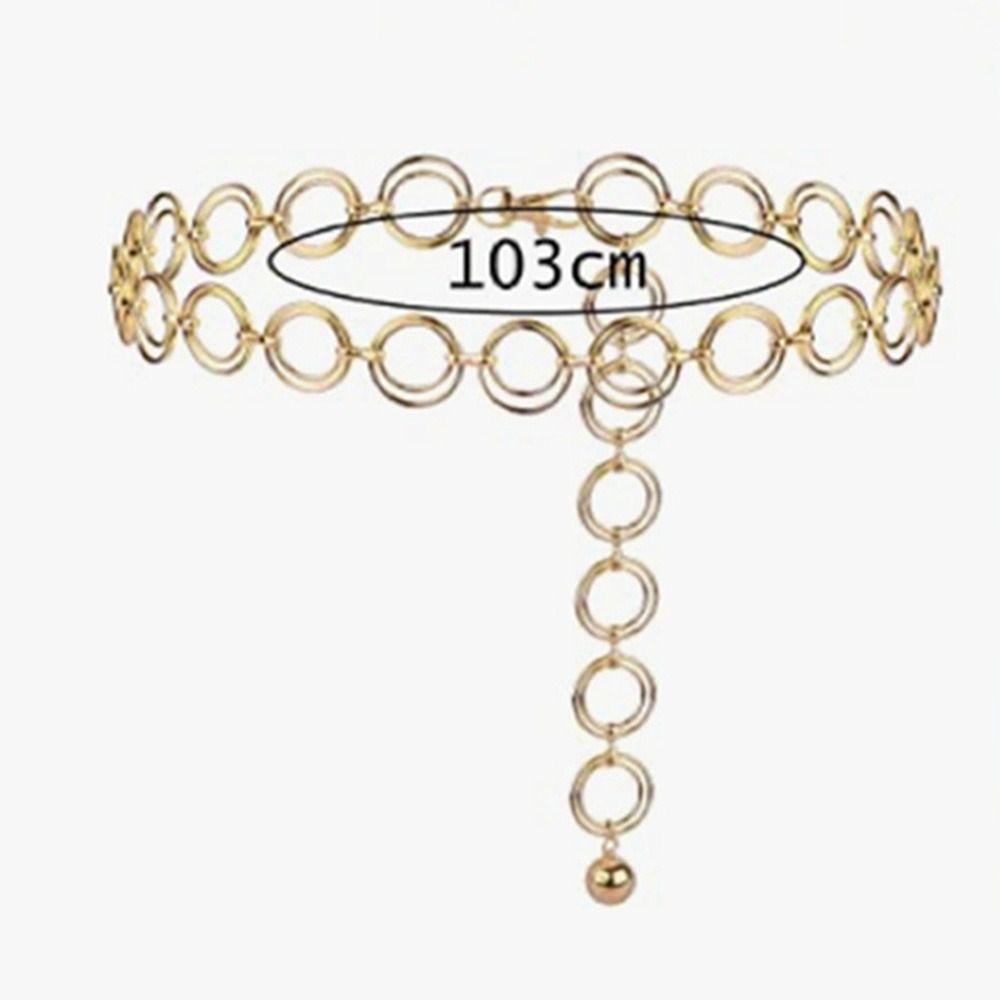 Uformell Trendy dobbel ring midjebånd luksus legering linning metall kjede belte slankende Cummerbands