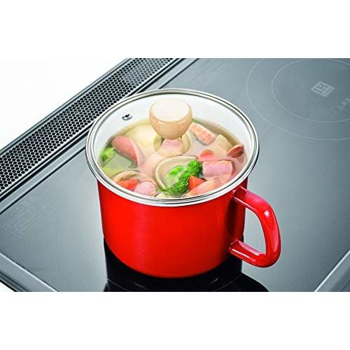 Pearl Metal Enamel Cook Pot, Deep, 14cm, Red, Induction Compatible, Classo HB-5365