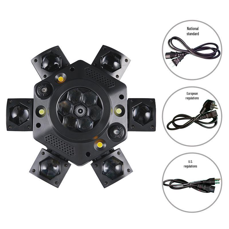 

Профессиональный шестирукий сценический свет King Kong: KTV Бар Вечеринка Атмосфера Лазер Стробоскоп Вращающаяся Голова Six-Arm Little King Kong (EU Standard)