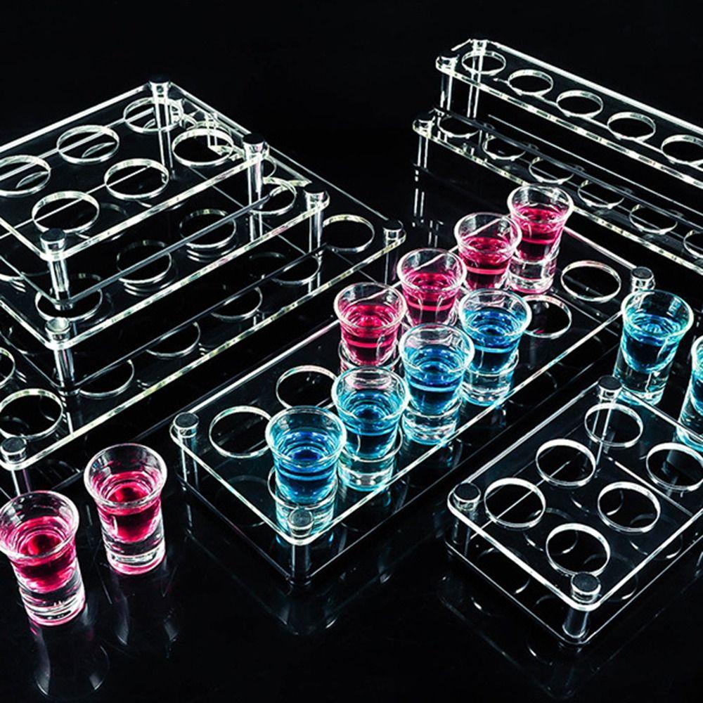 32/38mm Acrylic Cup Holder Multi-slots Shot Glasses Holder Cup Serving Tray  Champagne