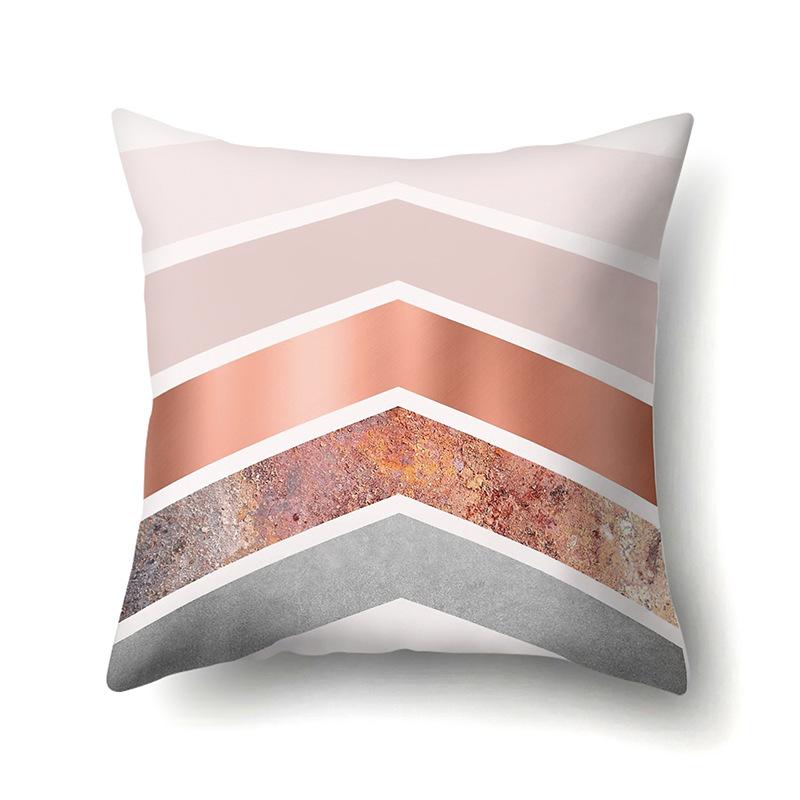 Polyester Pillowcase Marble Nordic Ins Style Geometric Printed Peach Leather Velvet Living Room Sofa Pillowcase