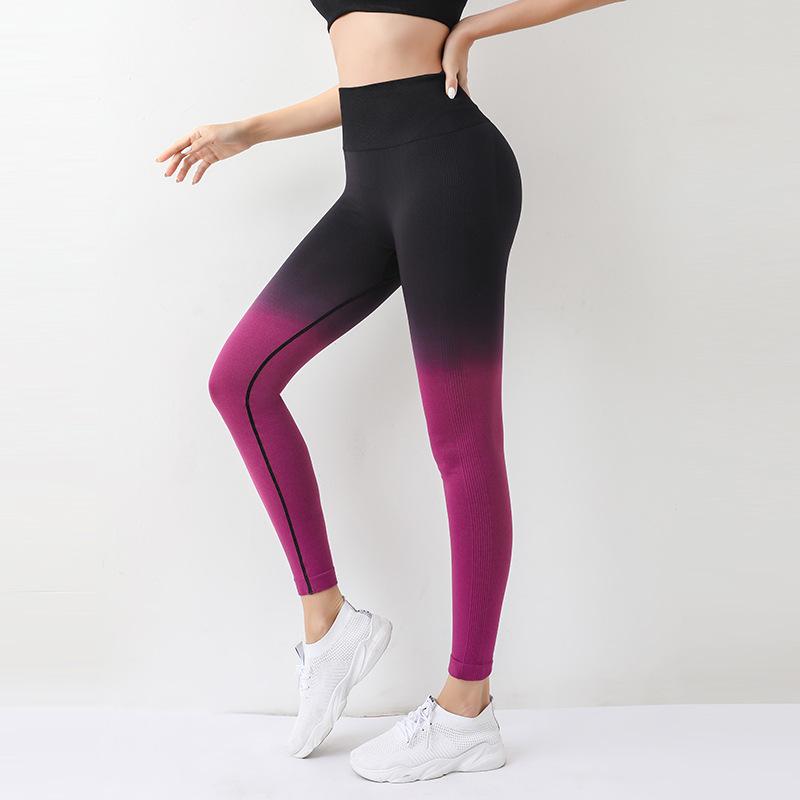 Summer Gradient High-Waist Yoga Leggings: Butt-Lifting, Tight-Fit Sports Training Pants