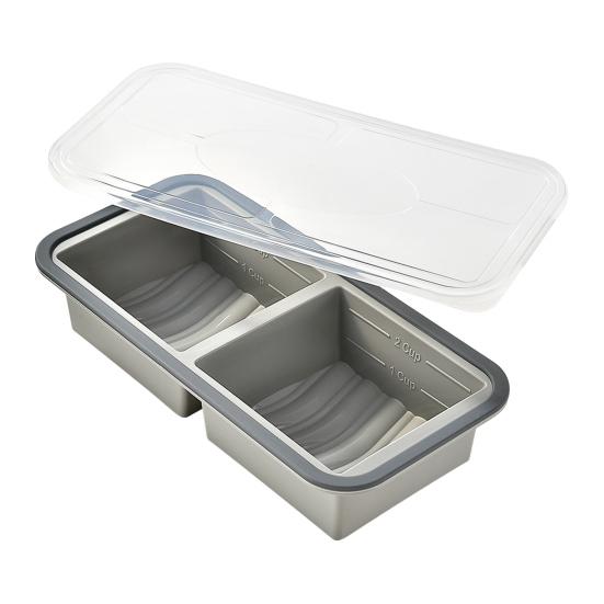Silicone Snack Containers with Sealed Lid 2/3/4 Compartments Condiment Box High/Low Temp Resistant Divided Food Container for School Travel
