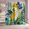 Tropical Jungle Leopard Cheetah Shower Curtain, Wild Animal Palm Leaf Waterproof Bathroom Decor Fabric Curtain  With Hooks