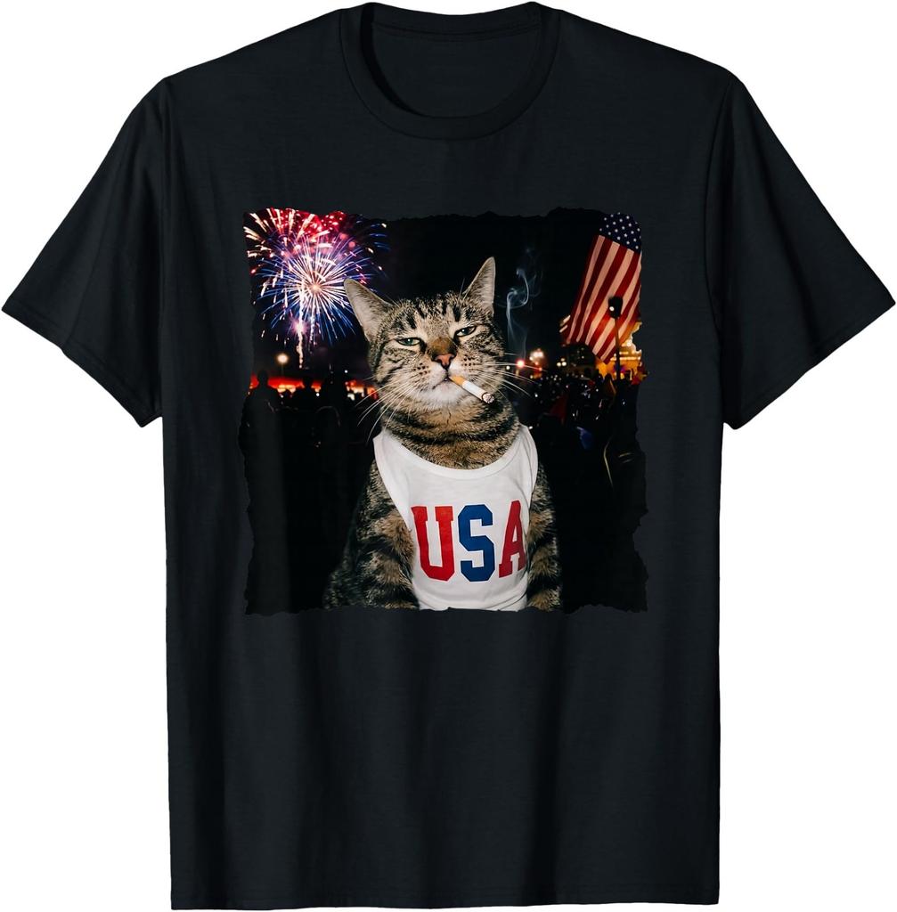 Patriotic Smoking cat T-Shirt