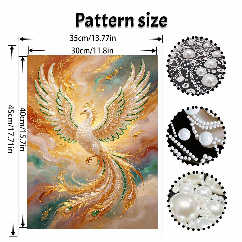 Kit Pittura Perle 3D Design Fenice Senza Cornice Tela per Pittura con Perline Fai-da-te Artigianato Fatto a Mano per Decorazione Parete Camera da Letto