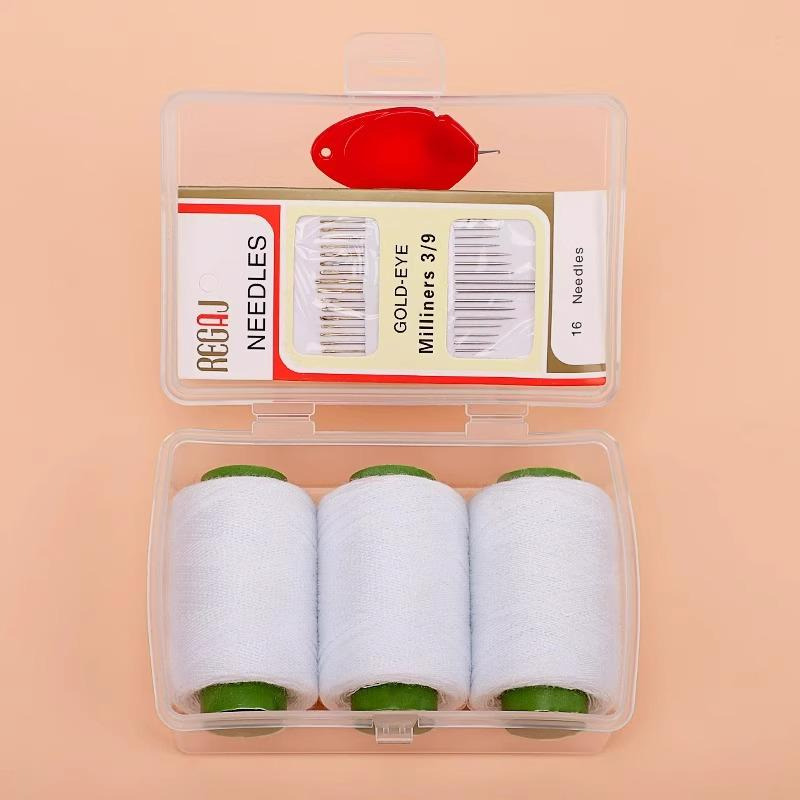 Black & White DIY Sewing Thread and Needle Set for Mending and Handcrafts