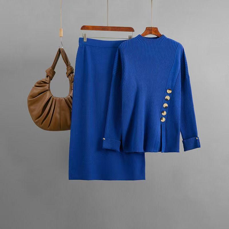 Fashion New Knitwear Skirt Suit Knitted Sweater and Skirt Suit Set