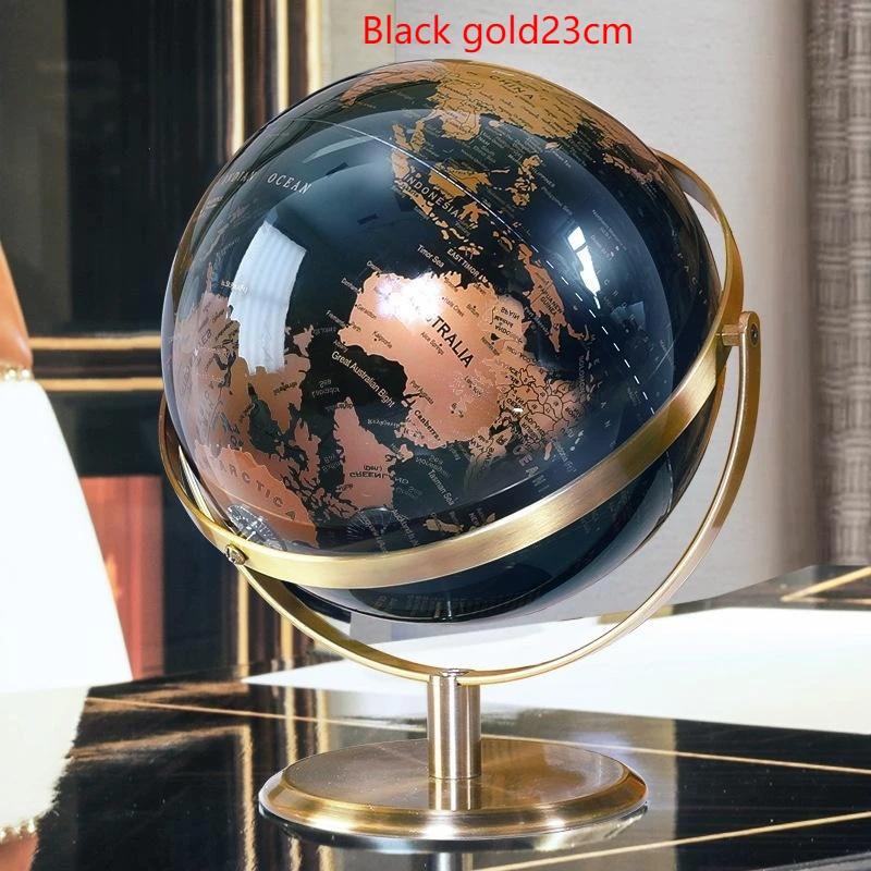 New 20/23cm Black Gold Rotating Globe British Home Office Decoration European Style Creative Handicraft Decoration Globe
