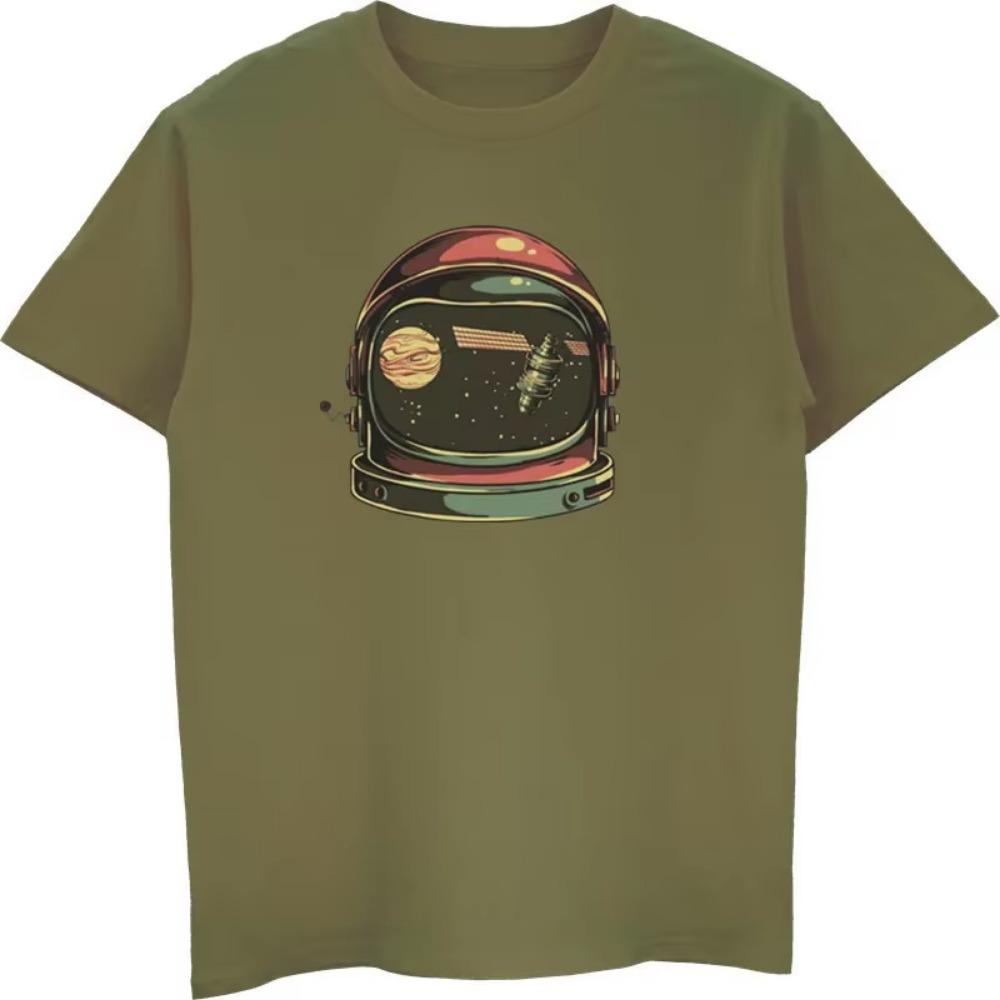 Retro-Stil Astronautenhelm T-Shirt Weltraum Cartoon Modische Astronauten T-Shirts T-Shirt Herrenbekleidung Übergroße Unisex-Oberteile
