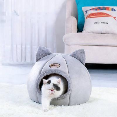 Semi-enclosed Winter Cat Nest Breathable Soft Cute Warm Dog Bed Lightweight Plush House Comfortable Removable Cozy Pets Basket