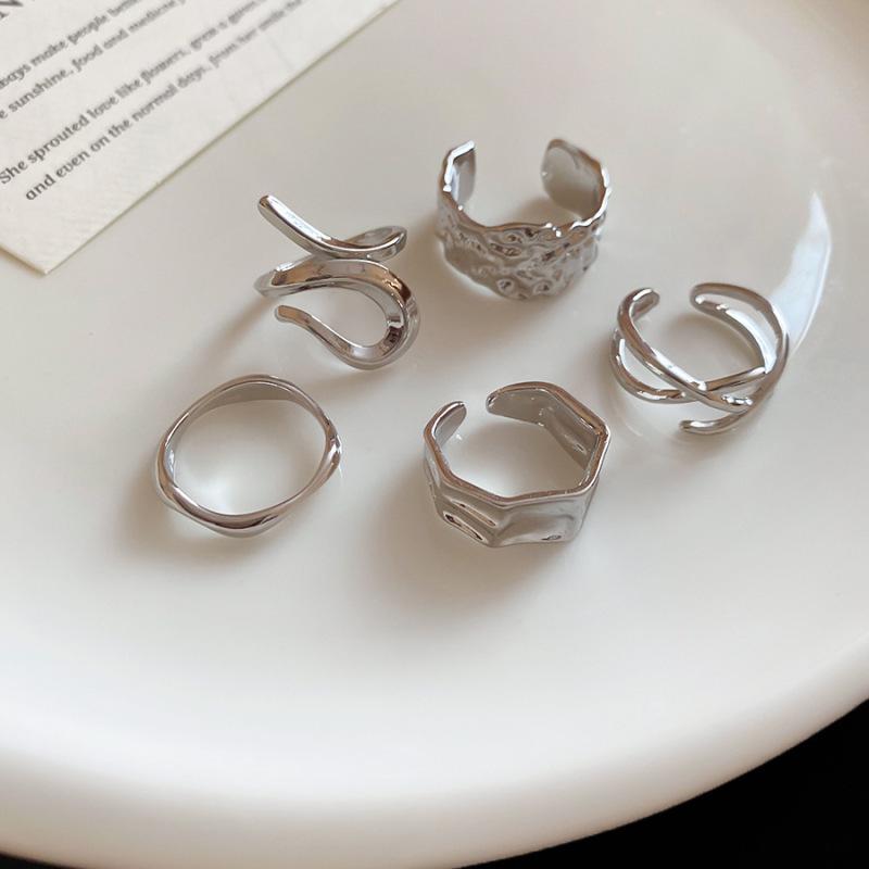 Vintage Geometric Metal Floral Open Ring – European & American Style Index Finger Jewelry