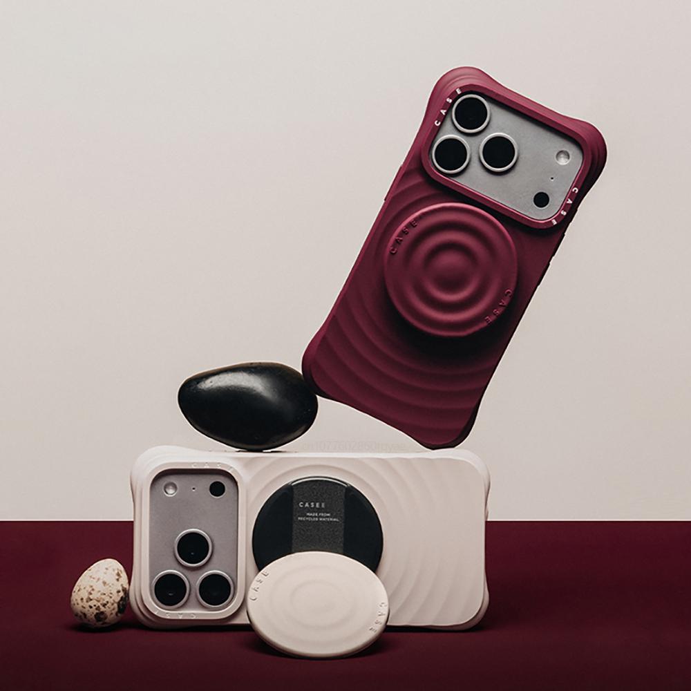 Trendy INS Style Ripple For MagSafe Silicone Case For iPhone 17 Pro Max 17 Pro 16 15 14 Engraved Letters Enhanced Four Corners Anti-fall Airbag Cover