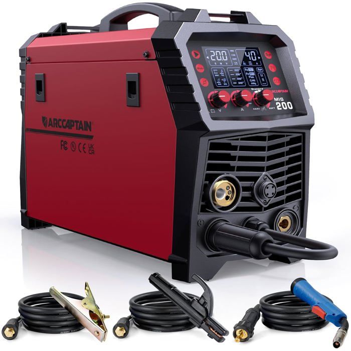 Multi-process Welding Machine - ARCCAPTAIN 200Amp 6 In 1 - MIG/TIG/MMA/Spot - 200 A - LED Screen