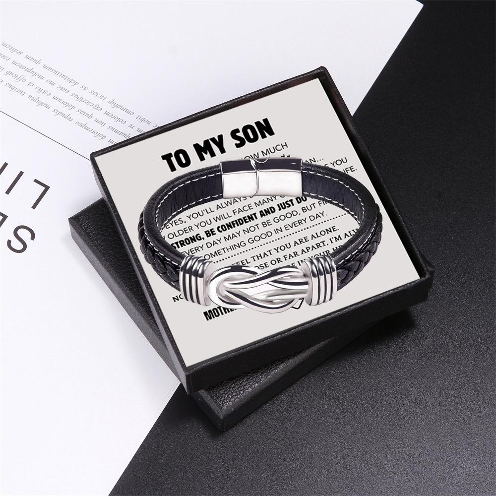 Edelstahlarmbänder Für meinen Sohn Geschenk von Mama Lederarmband Für immer verbunden Für Jungen Kinder Geburtstagsparty Weihnachtsgeschenk