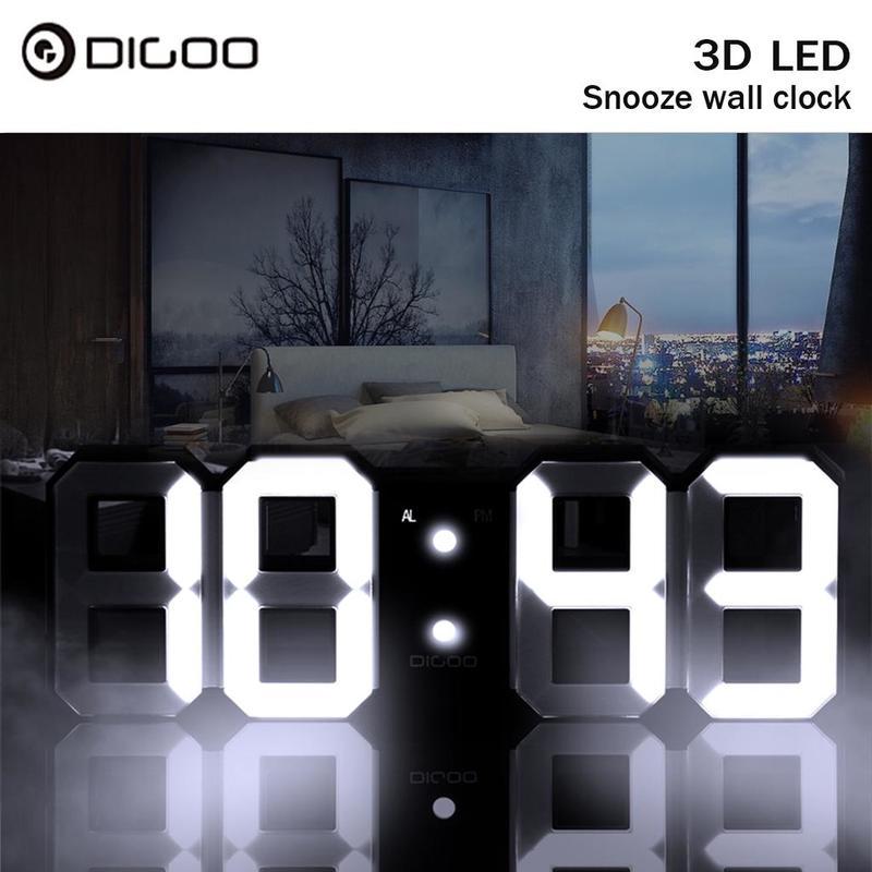 Digitale 3D LED Wanduhr Wecker Snooze 12/24 Stunden Anzeige Digitale 3D LED Wanduhr Wecker Snooze 12/24 Stunden Anzeige