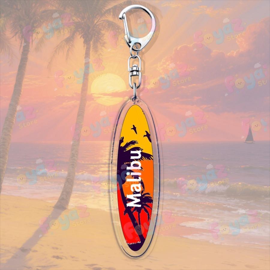 Fashion Surfboard Beach Keychains for Accessories Jewelry Miami Santa Monica San Diego Creative Keyrings Charm Friends Gifts
