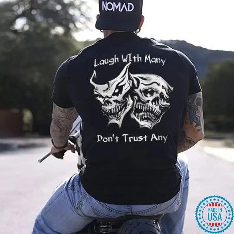 Laugh with Many, Don?t Trust Any Skulls Black Print T-shirt XXXXL