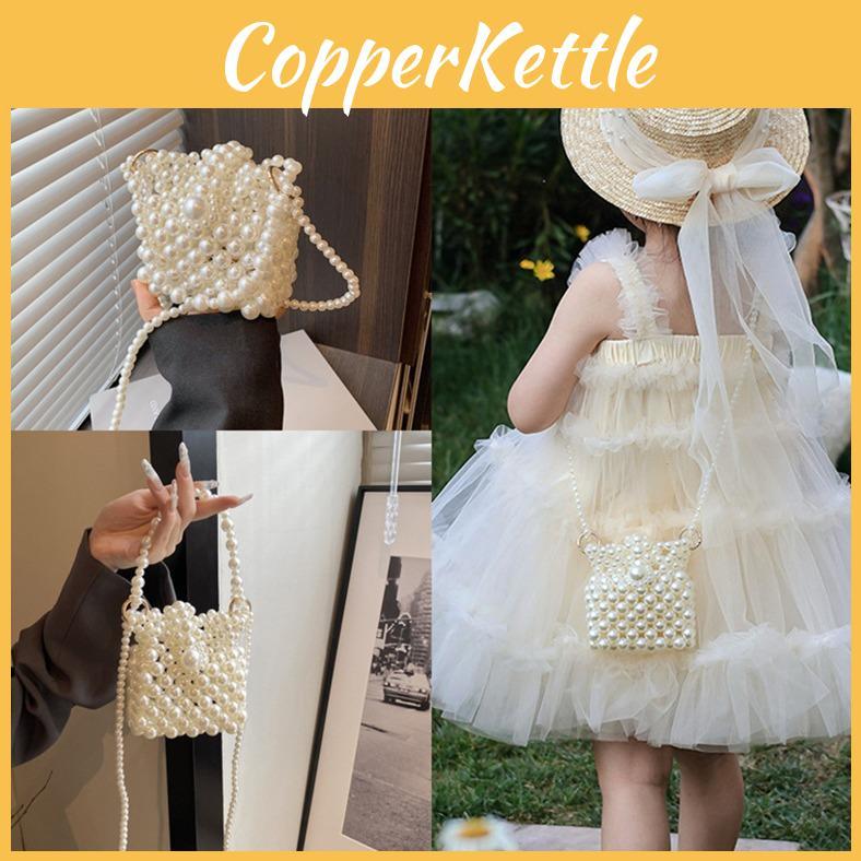 Pearl Woven Crossbody Bag Suitable For Girls Handmade Bead Bag For Daily Outfit