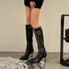 Pointed high-heeled boots women's autumn and winter 2025 new European and American knee-length boots thin-heeled high-heeled knight boots