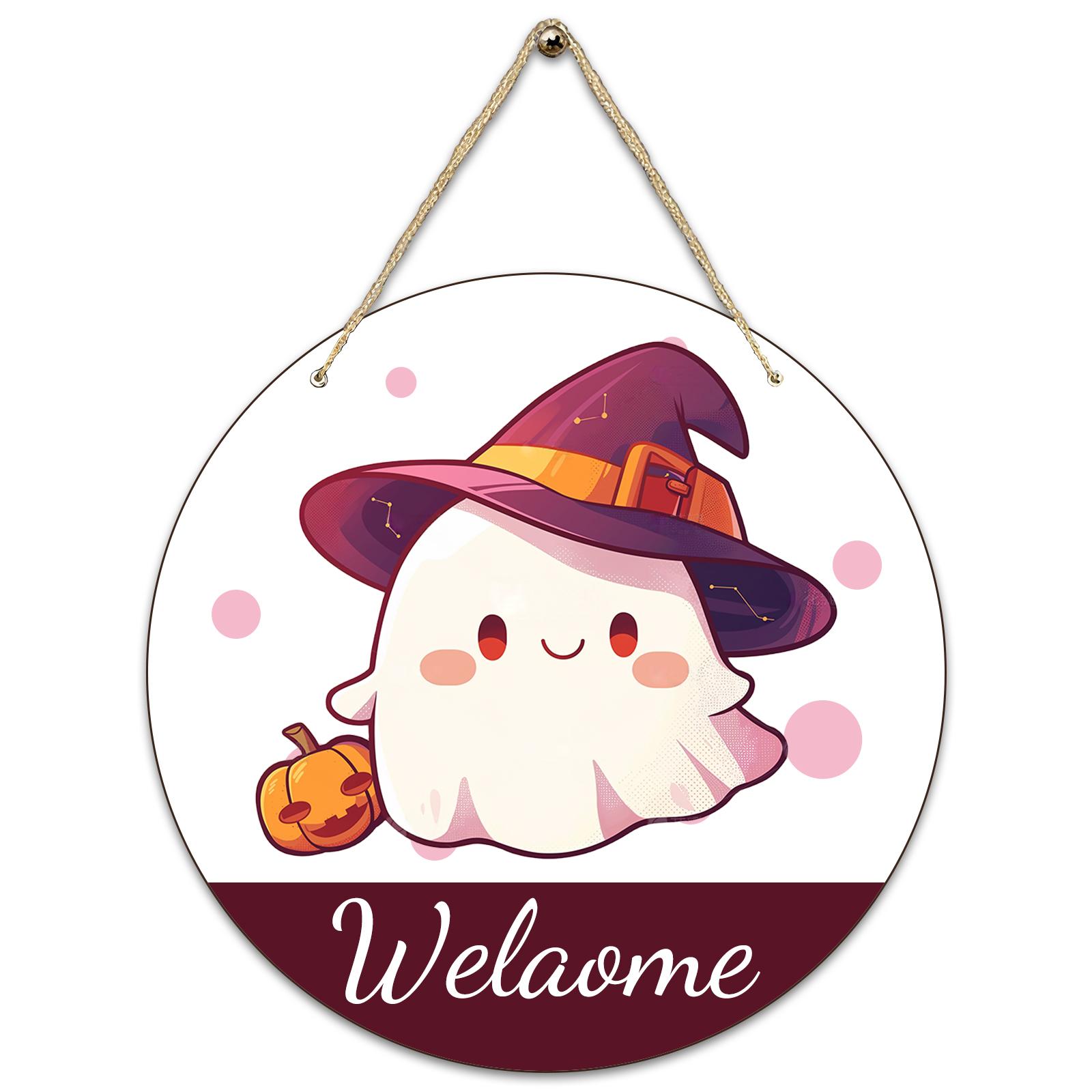 

Halloween Decoration Wooden Round Sign Creative Decorative Hanging Tag One Size