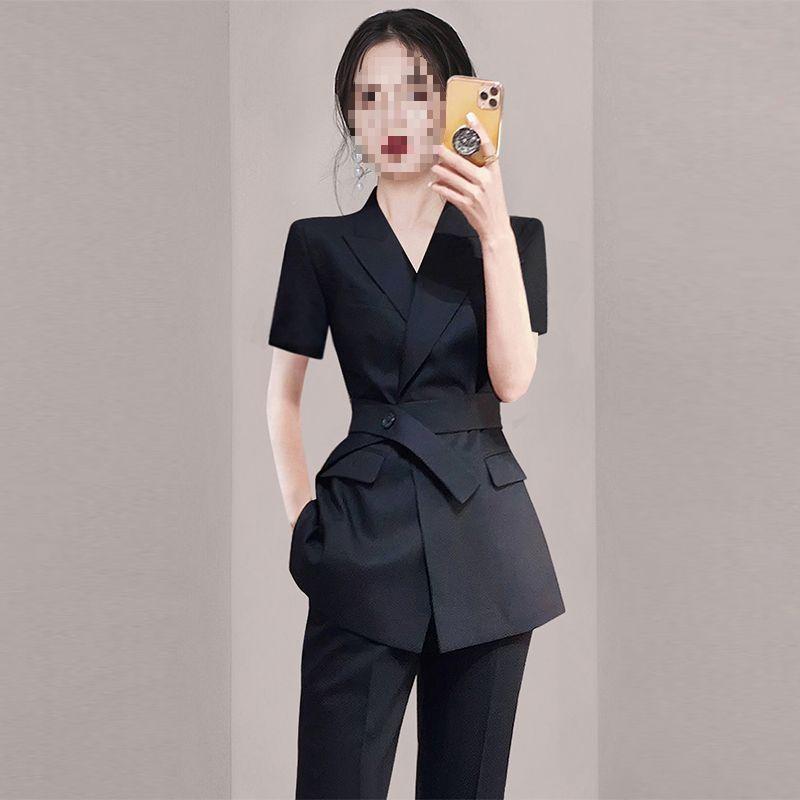 Elegant Spring Women's Slimming Suit Set: Mature Style Two-Piece Formal Wear