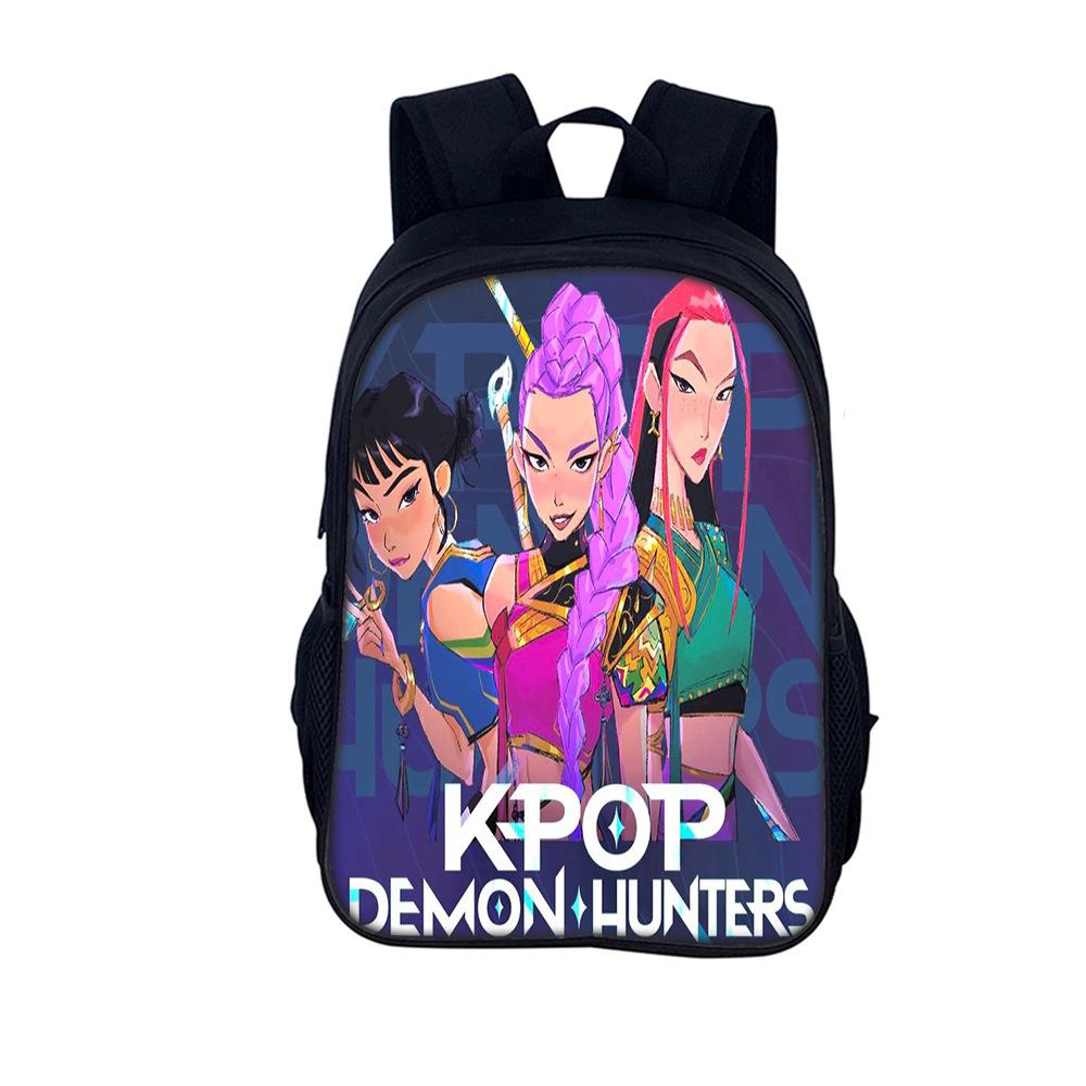 Rucsac cu imprimeu Kpop Huntrix, stil de 16 inch, pentru elevi de școală primară și gimnazială (Grup de fete vrăjitoare)