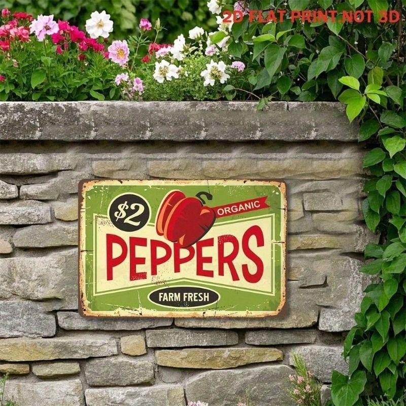 Metal Poster American 2 Peppers Vintage Farm Vegetable Kitchen Wall Art