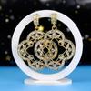Chic Women Golden Drop Earring Crystal Hollow Out Flower Wedding Jewelry Arab Bridal Gift