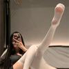 Pure white flowers*White silk stockings JK Cat paw over-the-knee stockings for women, thin style, pure desire Japanese style cat thigh-high socks