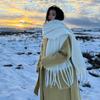 Korean Style Cashmere Solid Colors Women Scarf Winter Shawl and Wrap Bandana Pashmina Tassel Female Foulard Thick Blanket
