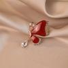 Fashionable Red Butterfly Alloy Brooch with A High-end Feel A Niche Anti-exposure Pin  A Versatile Accessory for Fixing Clothes