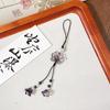 Four-Leaf Clover White Shell Fan Charm: Ancient-Style Phone Chain, Bag Pendant & Lanyard for Shoes, Clothing, and Phone Cases
