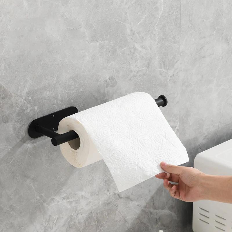 Adhesive Toilet Paper Holder Stainless Steel Wall Mount Kitchen Roll Towel Rack Napkin Dispenser Absorbent Stand Tissue Hanger