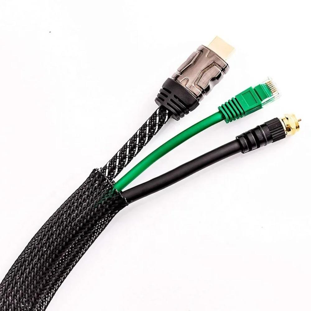 PET Elastic Woven Wire Cable Sleeve 8mm Insulated Braided Sleeving Data Line Protection Flame-Retardant Cable Organizer
