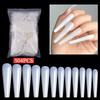 504 pezzi XXL Lunghe Ballerina Coffin Unghie Press On Copertura Totale Unghie Finte Quadrate per Design Nail Art Trasparenti e Naturali