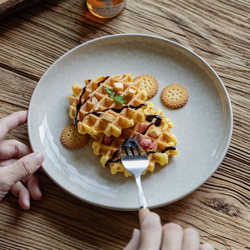 High-Value Ceramic Large Plate Snow Mountain Stone Round Plate Household Dinner Plate Size Plate Vegetable Plate Restaurant Tableware Plate