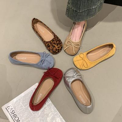 Modne Damskie Baleriny Retro Ultra-miękkie Wiosenne Damskie Buty Kokarda Płaska Podeszwa Mokasyny Buty Rekreacyjne Wygodne Skórzane Baletki Damskie