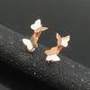 Exquisite Russian 585 Purple Gold Fashion Glossy Butterfly Simple Exquisite Earrings Rose Gold Plated Light Luxury Earrings