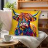 Pc Bunte Hochlandkuh Pop Art Kissenbezug D Doppelseitiger Druck Weiche Polyester-Kissenhülle für Zuhause Sofa Schlafzimmer Ca