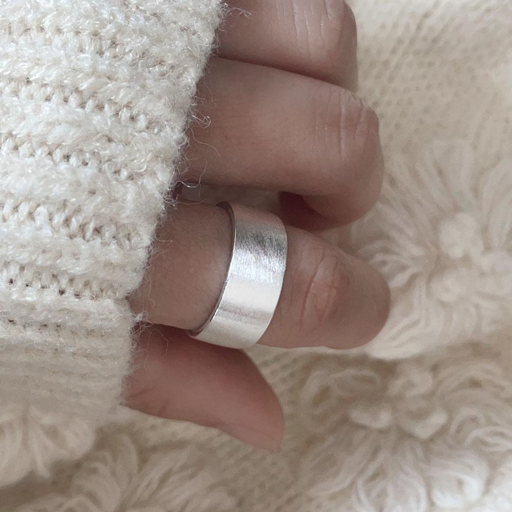 BF CLUB 925 Silver Rings For Women Simple Finger Open Vintage Handmade Wide Smooth Ring Allergy For Party Birthday Gift