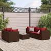 VidaXL Garden Lounge Set 6 Pcs with Cushions Brown Wicker, Outdoor Sofa Set, Garden Corner Sofa, 3308021