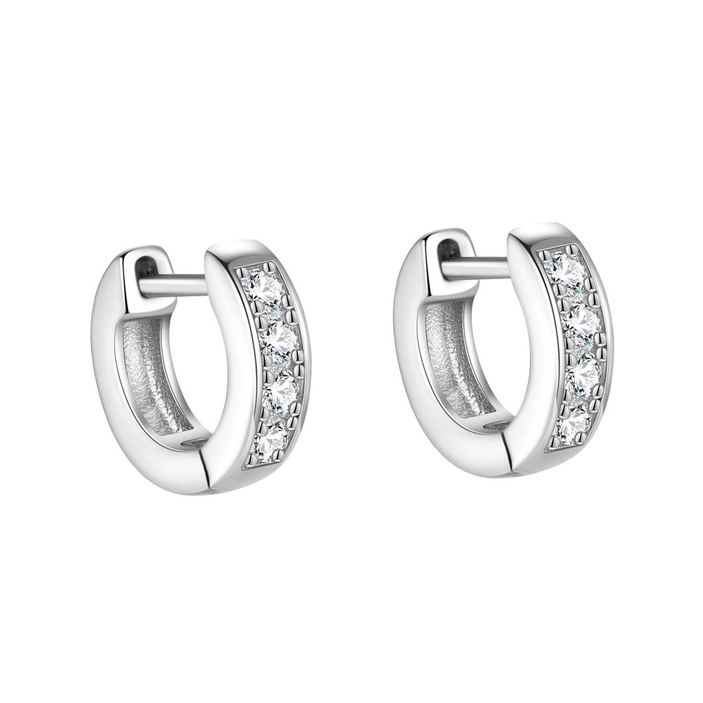 Simple Smooth Inlaid Zircon Geometry Earrings For Women Authentic 925 Sterling Silver Simple Wedding Engagement Fine Jewelry Gif