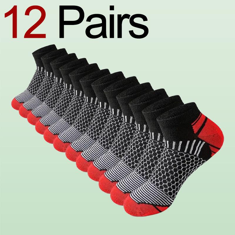 6/12 Pairs for Both Men Women Suitable Sports Low Top Socks Sweat Absorbing Breathable Thin Odor Proof Running Leisure Socks