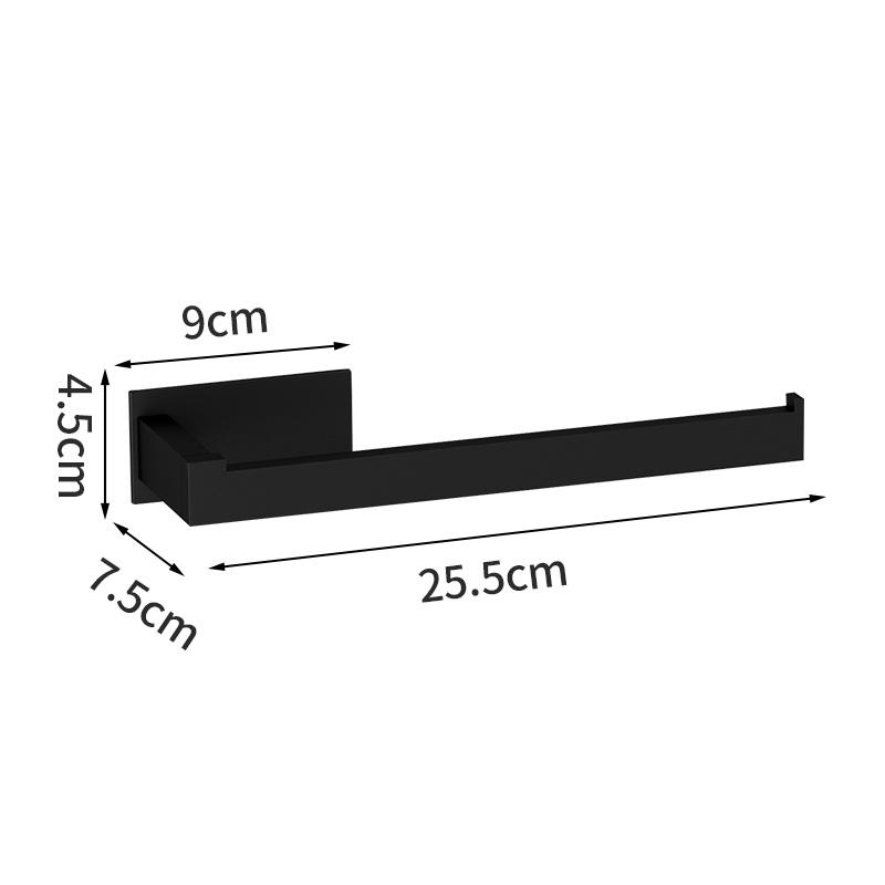 Czarny zestaw akcesoriów łazienkowych Samoprzylepny, wieszak na ręczniki, wieszak na ręczniki, uchwyt na papier, zestaw akcesoriów bez gwoździ