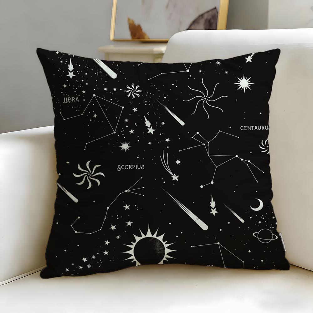 Constellation Pattern Cushion Cover Soft & Easy-Wash Pillow Case – Versatile For Couch, Bed, Travel And Office