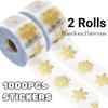 500/1000pcs Golden Snowflake Stickers Shiny Transparent PVC Round Decor Sticker Roll for Christmas Gift Wrapping Festive Essenti