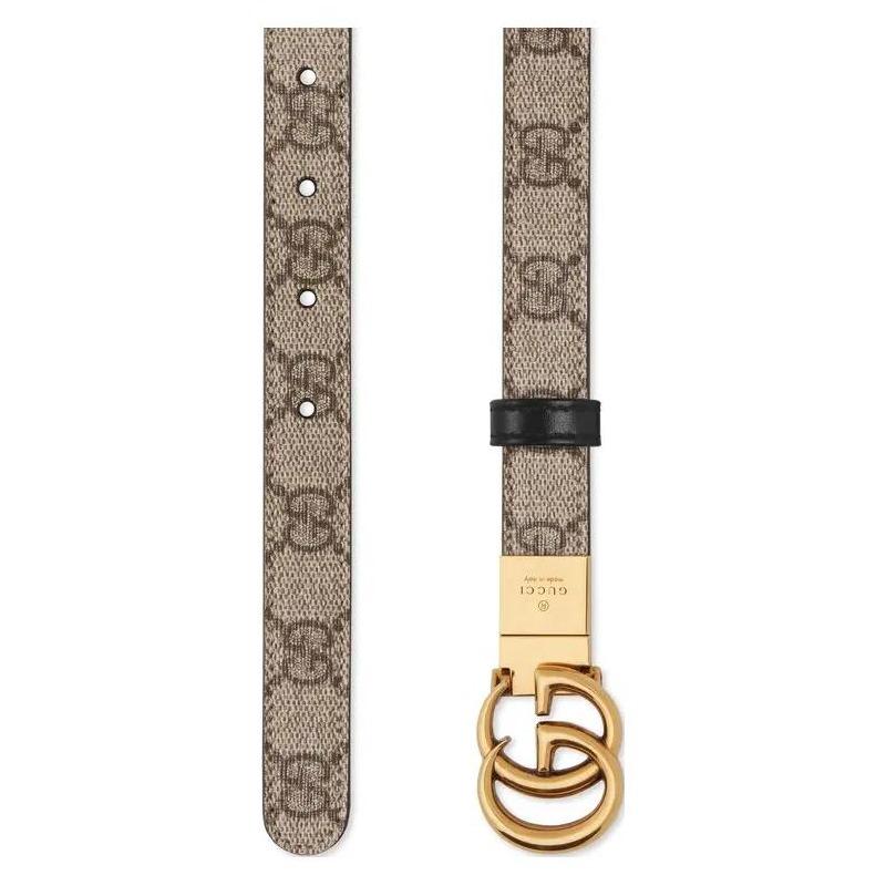 Gucci Gucci GG Marmont Doppel-G-Form Gürtelschnalle beidseitig schmale Version Ledergürtel Damen Breite 2cm 659418-92TIC-9769
