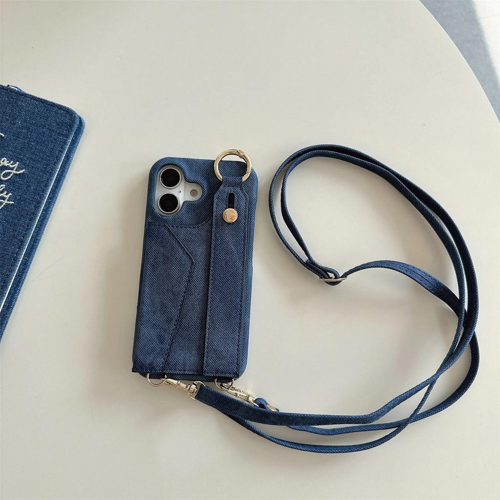 Leather Wrist Strap Ring Wallet Card Slot Holder Phone Case for IPhone 17 Air 16E 15 Plus 14 13 12 11 Pro Max Crossbody Cover